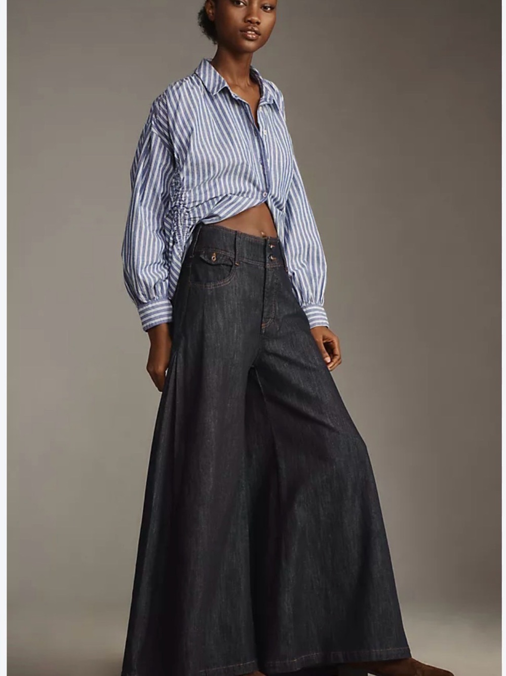 Pilcro Wide-Leg High-Rise Jeans in Black Denim - Picture 3 of 6